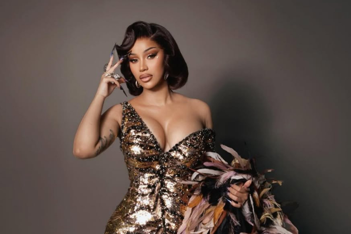 Cardi B posing for a photoshoot.