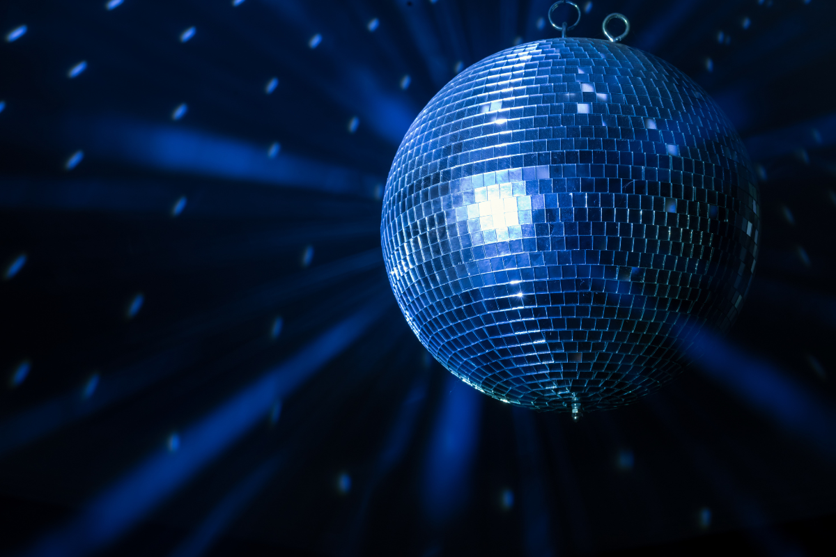 A close up of a disco ball.