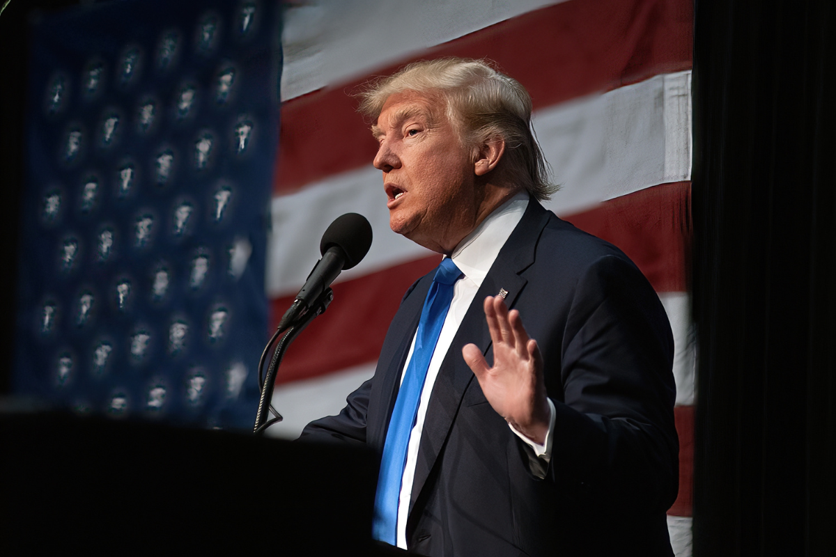 President Donald Trump speaking at an event.