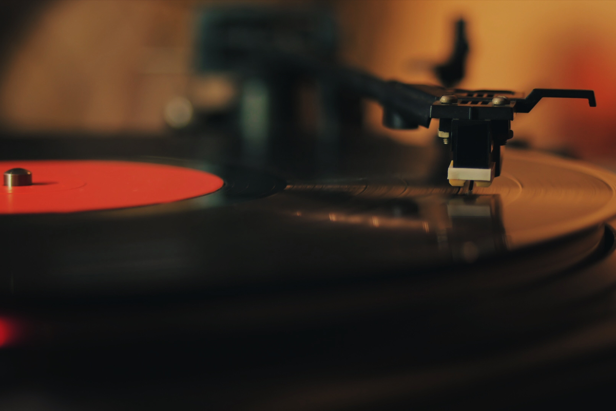 A vintage record player.