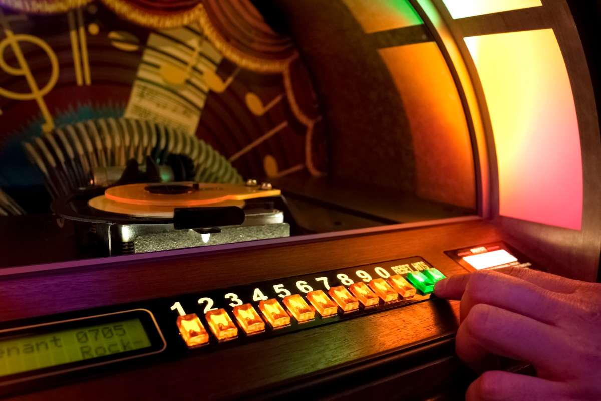 A jukebox playing music.